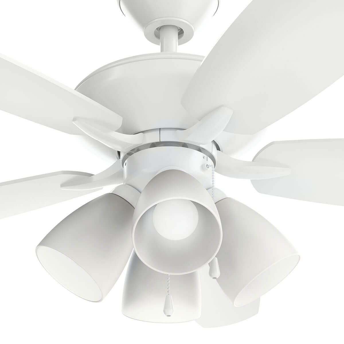 Renew Premier 52 Inch Matte White LED Ceiling Fan with Light Kit and Pull Chain - Bees Lighting