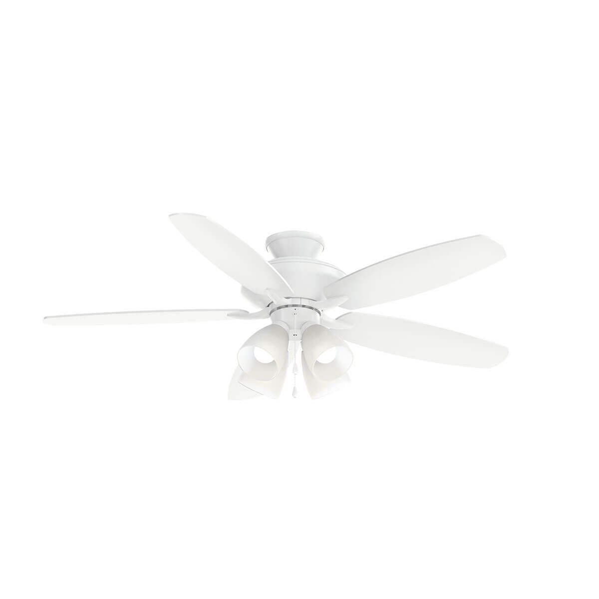 Renew Premier 52 Inch Matte White LED Ceiling Fan with Light Kit and Pull Chain - Bees Lighting