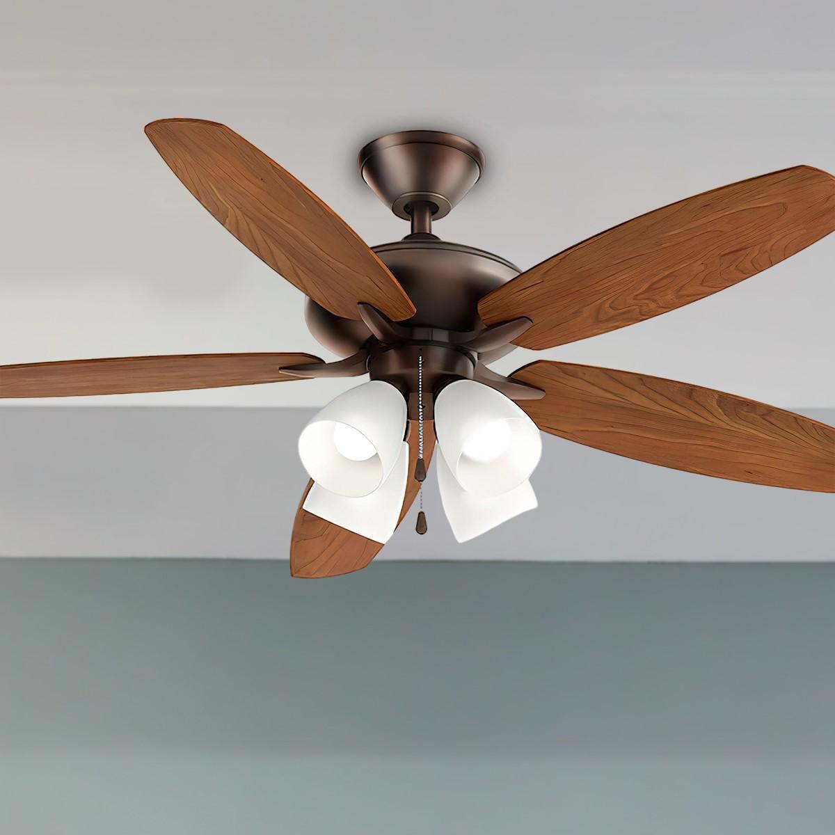 Renew Premier 52 Inch Oil Brushed Bronze LED Ceiling Fan with Light Kit and Pull Chain - Bees Lighting