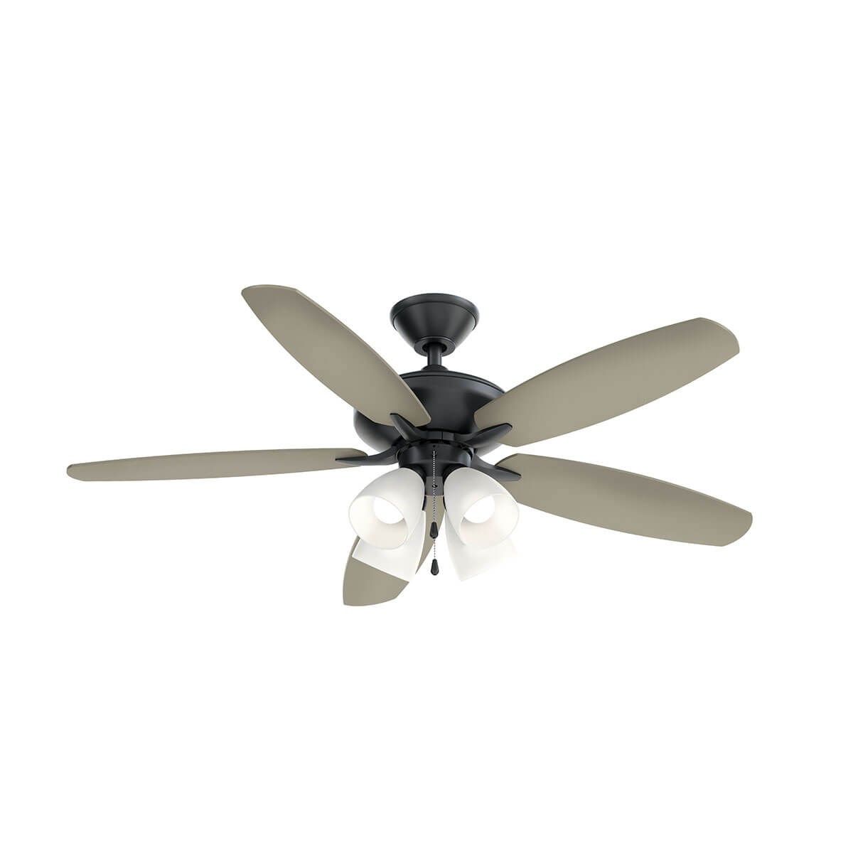 Renew Premier 52 Inch Satin Black LED Ceiling Fan with Light Kit and Pull Chain - Bees Lighting