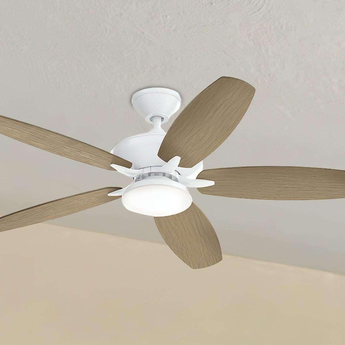 Renew Designer 52 Inch Matte White Damp Rated LED Ceiling Fan with Remote - Bees Lighting