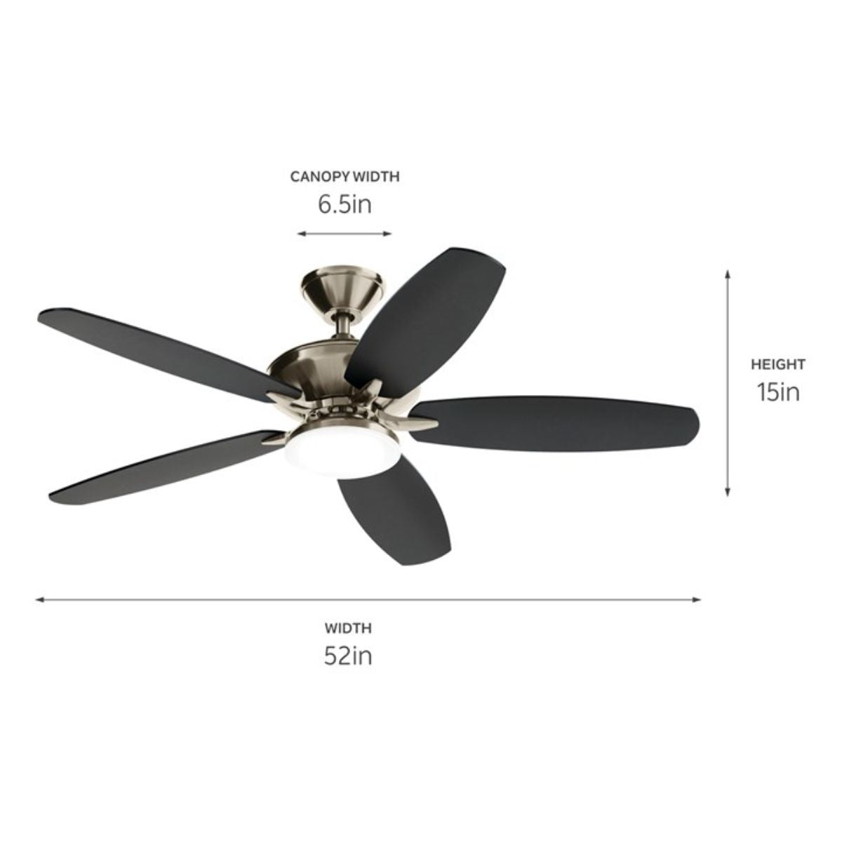 Renew Designer 52 Inch Brushed Nickel Damp Rated LED Ceiling Fan with Remote - Bees Lighting