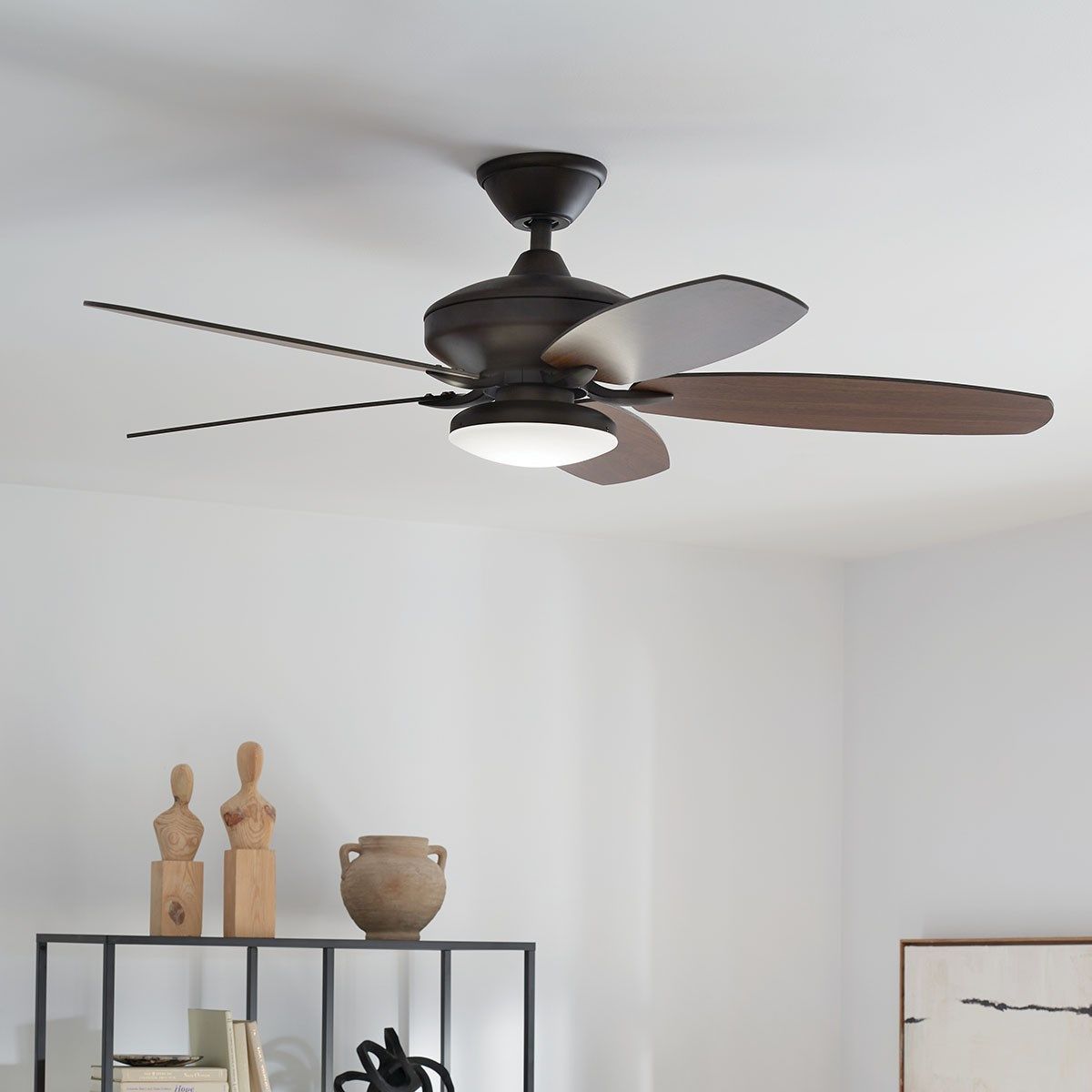 Renew Designer 52 Inch Satin Natural Bronze Damp Rated LED Ceiling Fan with Remote - Bees Lighting