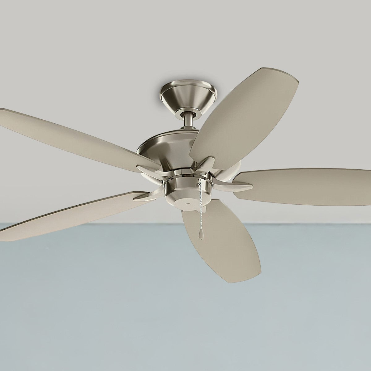 Renew Energy Star 52 Inch Brushed Stainless Steel Simple Ceiling Fan with Pull Chain - Bees Lighting