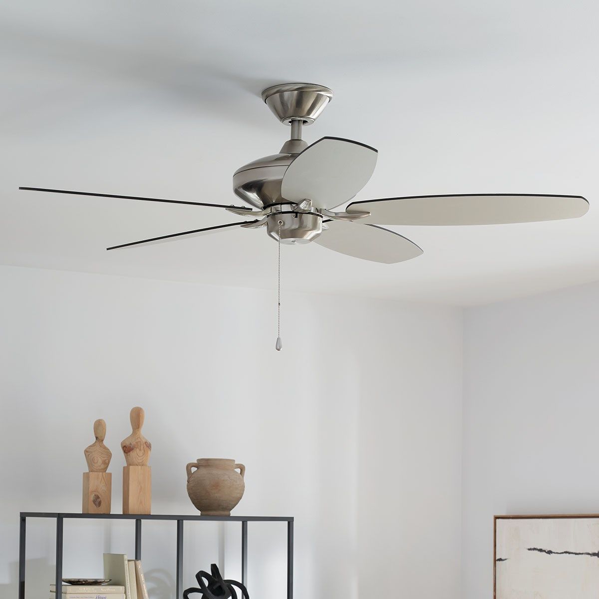 Renew Energy Star 52 Inch Brushed Stainless Steel Simple Ceiling Fan with Pull Chain - Bees Lighting