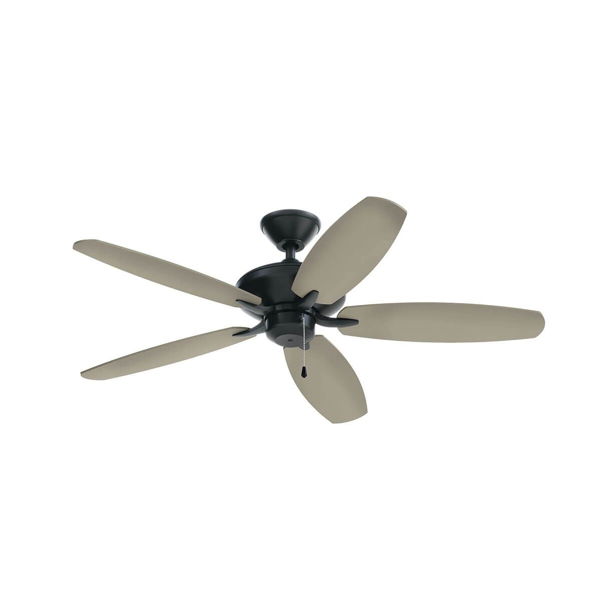 Renew Energy Star 52 Inch Satin Black Simple Ceiling Fan with Pull Chain - Bees Lighting