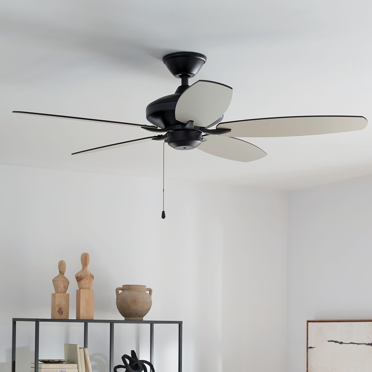 Renew Energy Star 52 Inch Satin Black Simple Ceiling Fan with Pull Chain - Bees Lighting