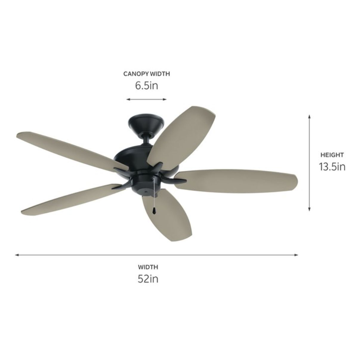 Renew Energy Star 52 Inch Ceiling Fan With Pull Chain - Bees Lighting