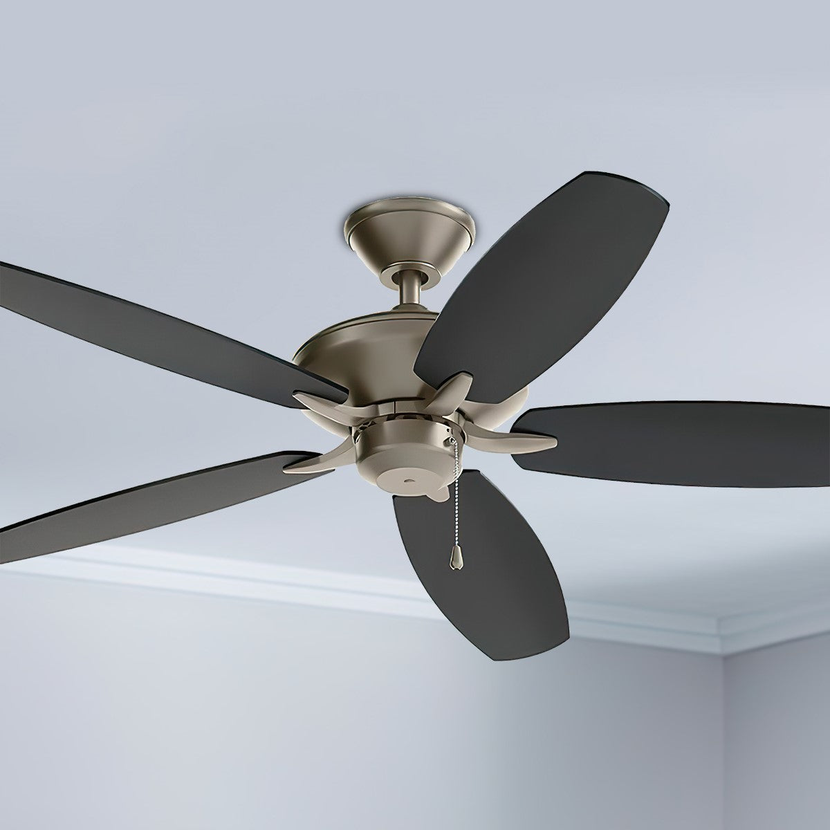 Renew Patio 52 Inch Brushed Nickel Damp Rated Ceiling Fan with Pull Chain - Bees Lighting