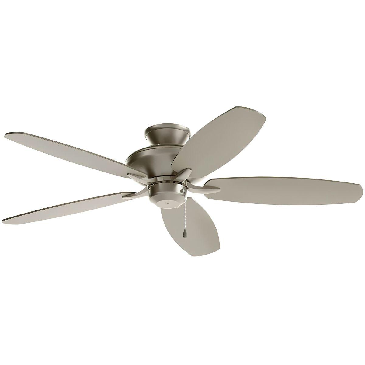 Renew Patio 52 Inch Brushed Nickel Damp Rated Ceiling Fan with Pull Chain - Bees Lighting