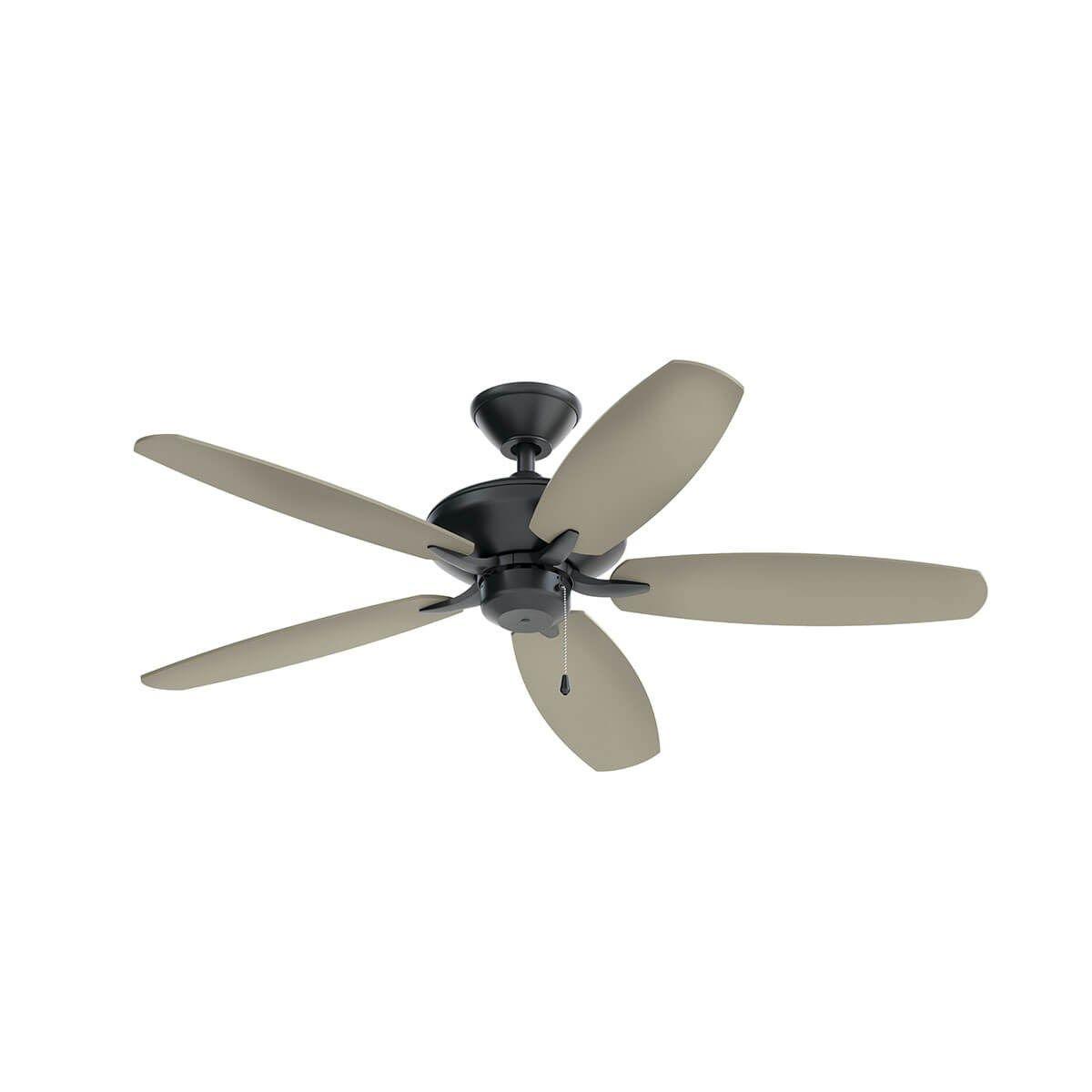 Renew Patio 52 Inch Satin Black Damp Rated Ceiling Fan with Pull Chain - Bees Lighting
