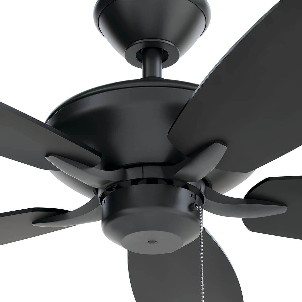 Renew Patio 52 Inch Satin Black Damp Rated Ceiling Fan with Pull Chain - Bees Lighting