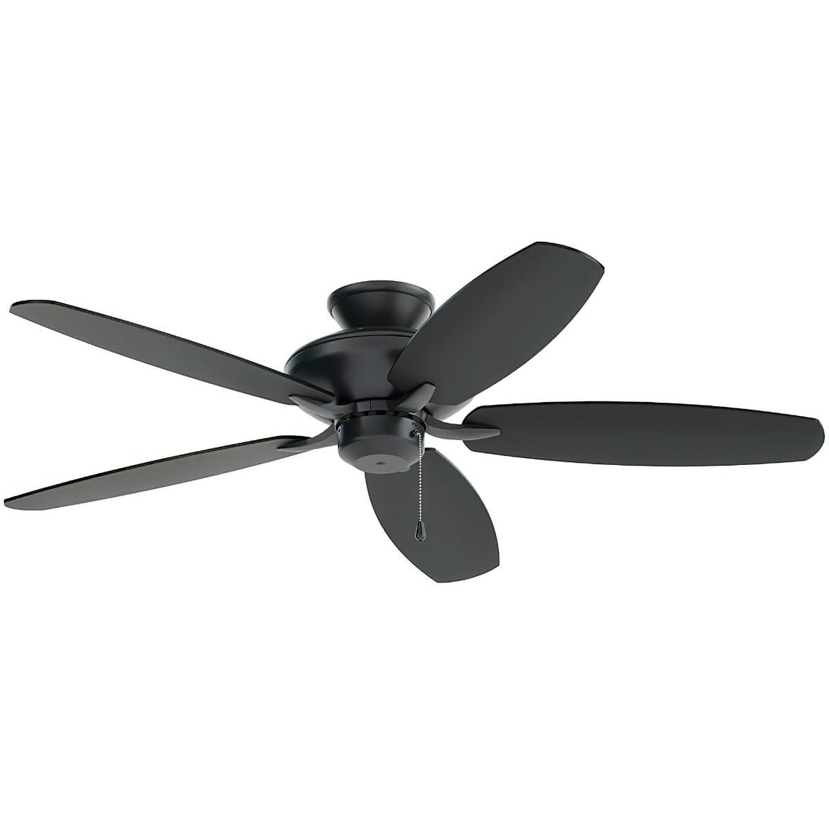 Renew Patio 52 Inch Satin Black Damp Rated Ceiling Fan with Pull Chain - Bees Lighting