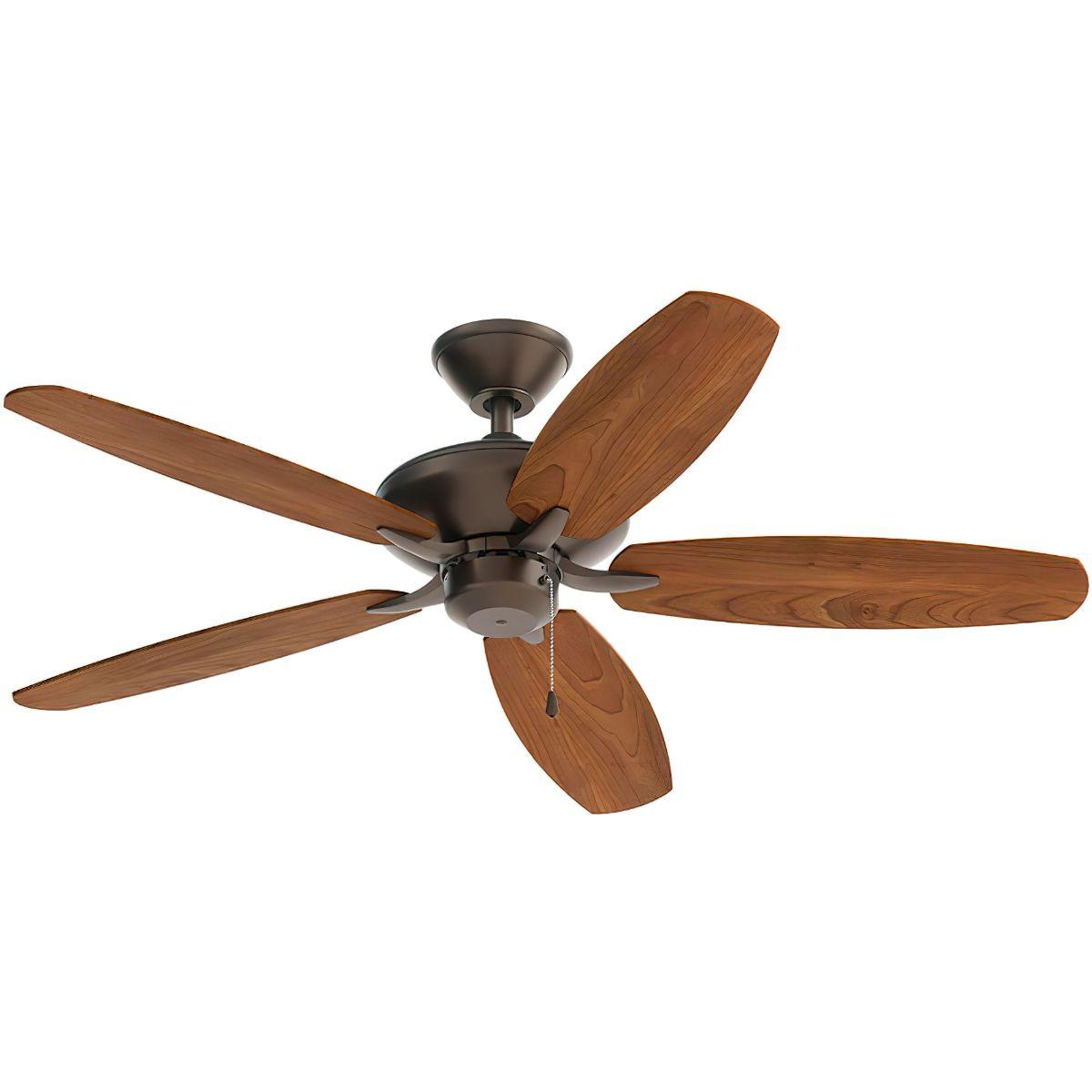 Renew Patio 52 Inch Satin Natural Bronze Damp Rated Ceiling Fan with Pull Chain - Bees Lighting