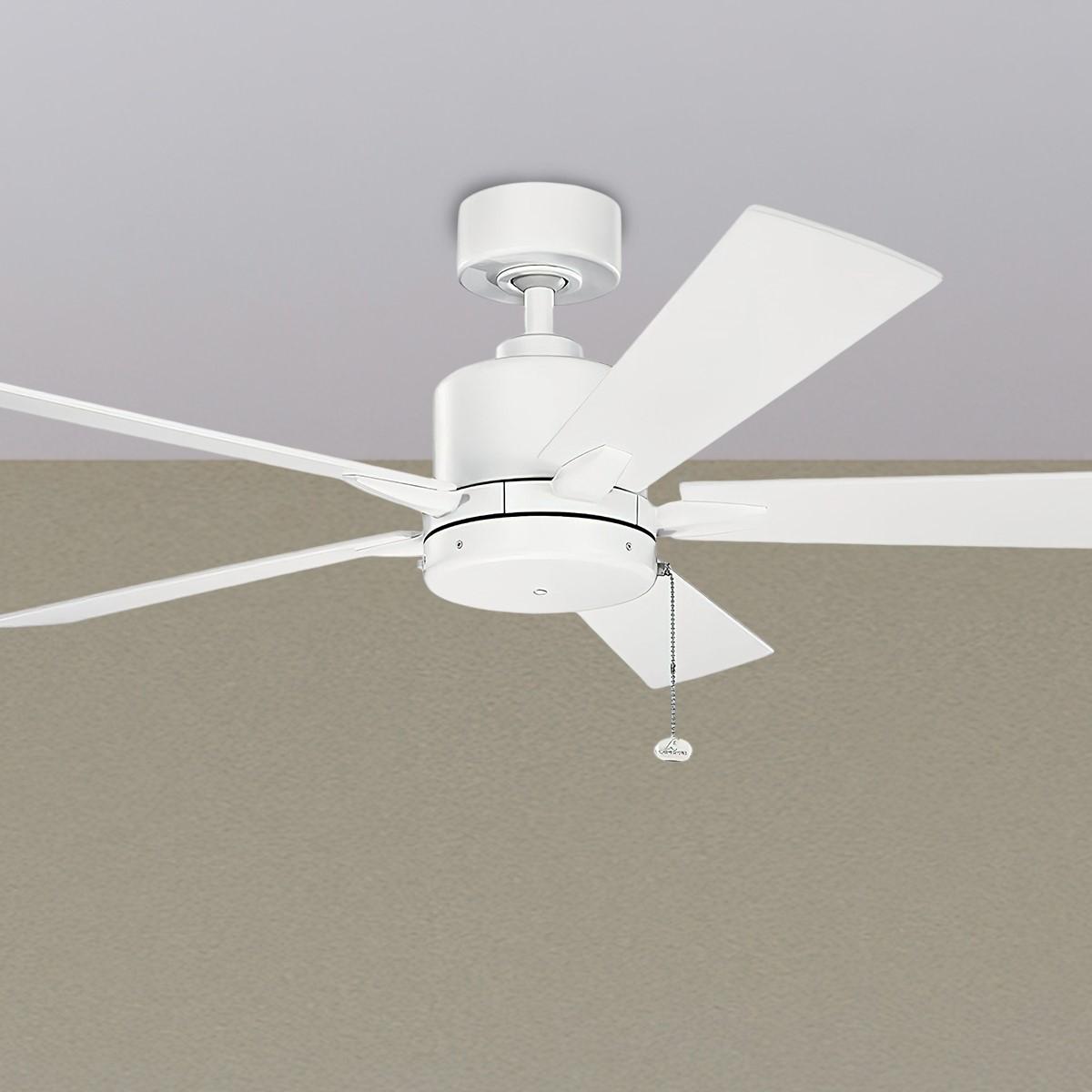 Lucian II 52 Inch Matte White Indoor Ceiling Fan with Pull Chain - Bees Lighting