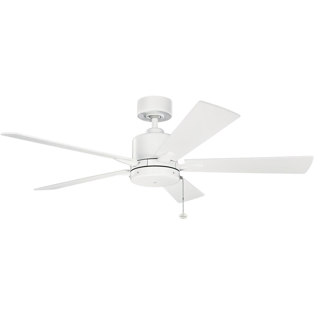 Lucian II 52 Inch Matte White Indoor Ceiling Fan with Pull Chain - Bees Lighting