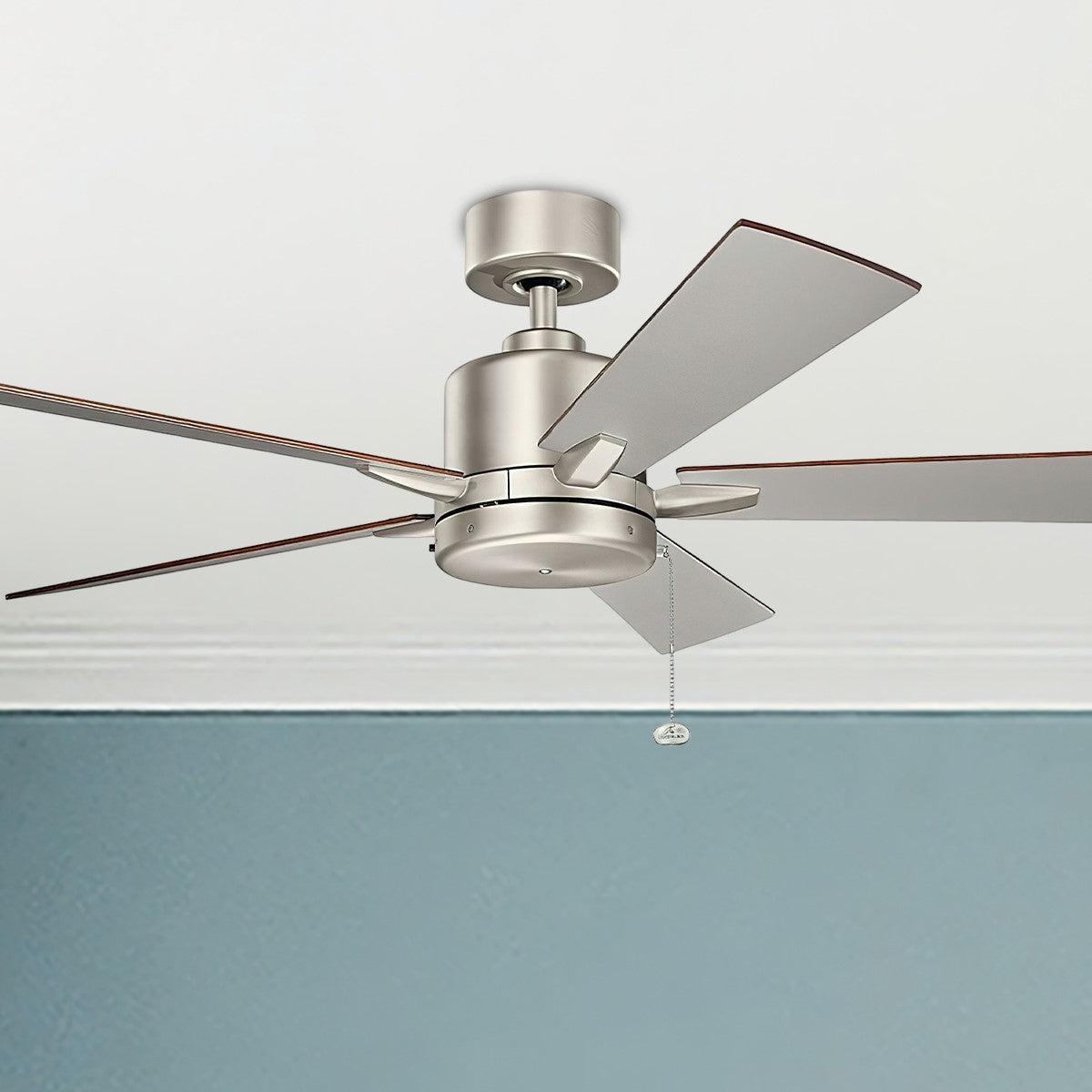 Lucian II 52 Inch Brushed Nickel Indoor Ceiling Fan with Pull Chain - Bees Lighting