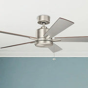 Lucian II 52 Inch Brushed Nickel Indoor Ceiling Fan with Pull Chain - Bees Lighting