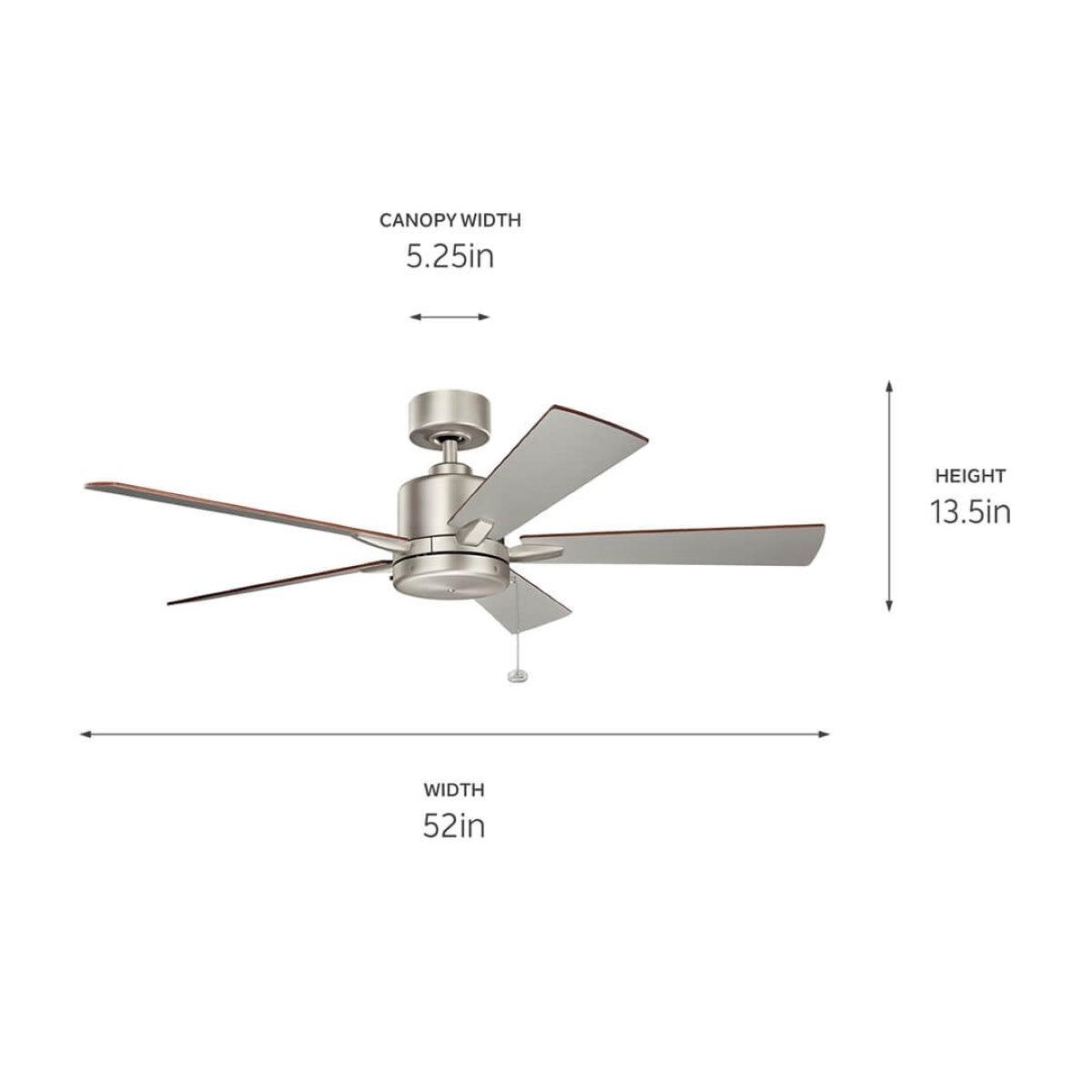 Lucian II 52 Inch Brushed Nickel Indoor Ceiling Fan with Pull Chain - Bees Lighting