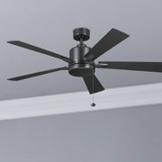 Lucian II 52 Inch Satin Black Indoor Ceiling Fan with Pull Chain - Bees Lighting