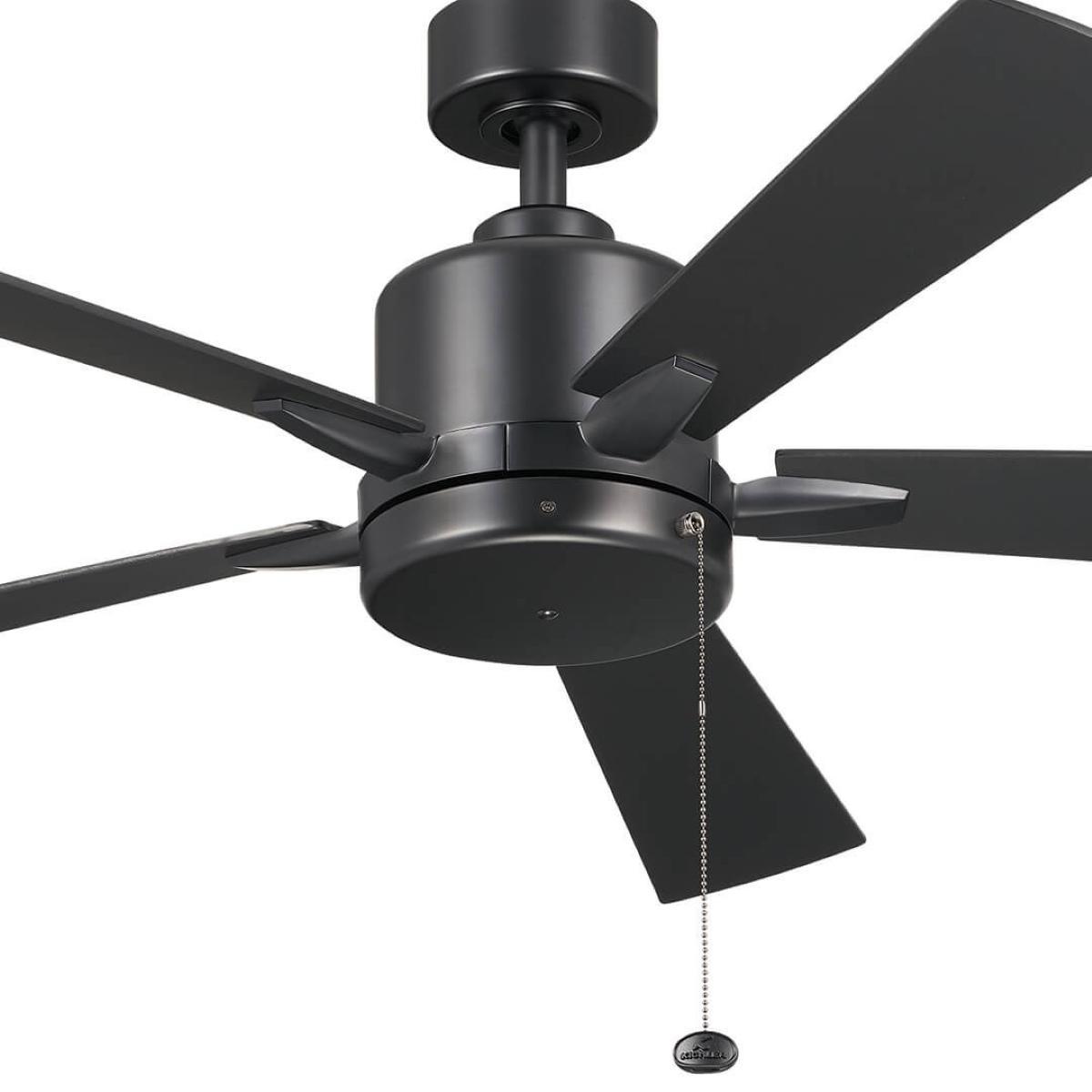 Lucian II 52 Inch Satin Black Indoor Ceiling Fan with Pull Chain - Bees Lighting