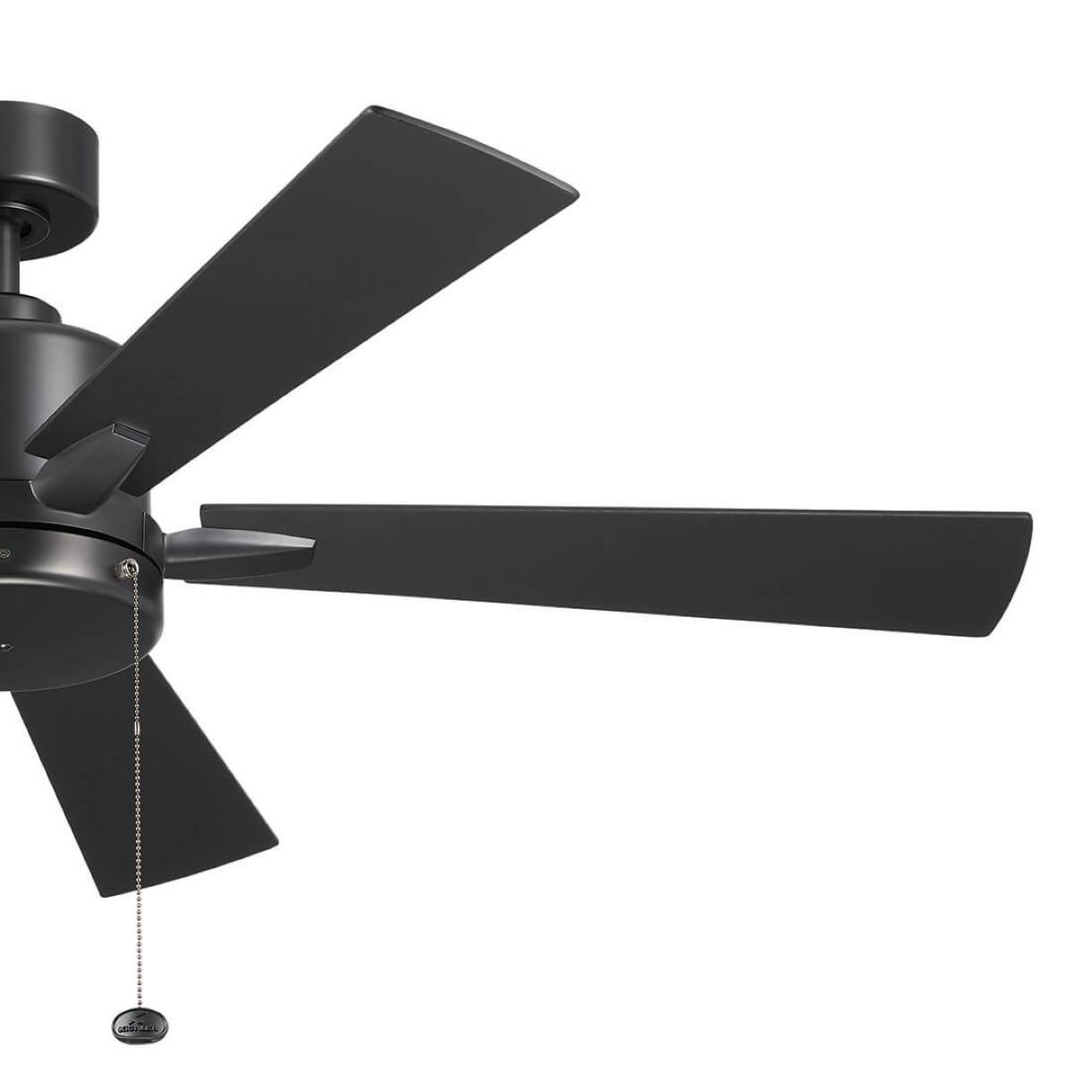 Lucian II 52 Inch Satin Black Indoor Ceiling Fan with Pull Chain - Bees Lighting