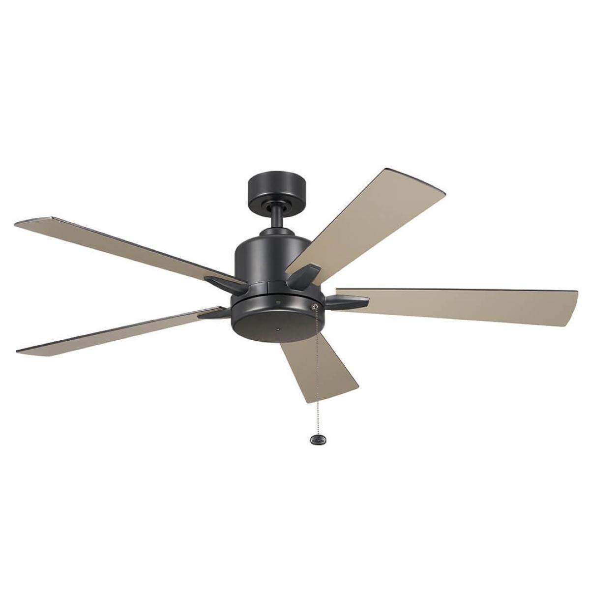 Lucian II 52 Inch Satin Black Indoor Ceiling Fan with Pull Chain - Bees Lighting