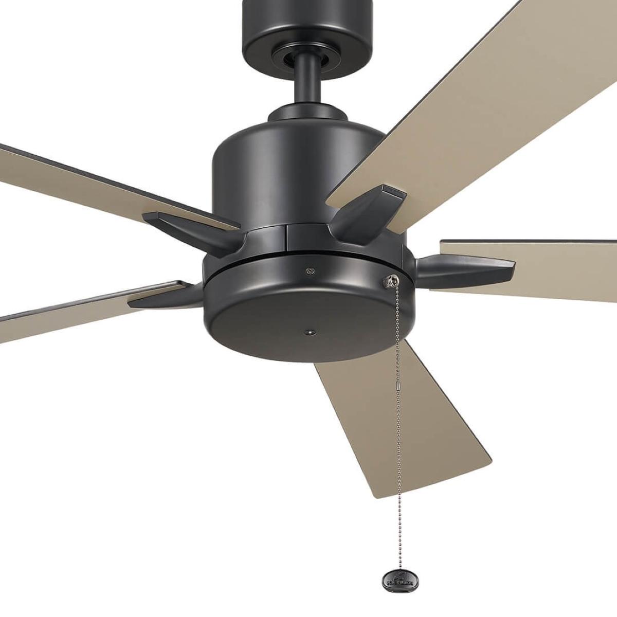 Lucian II 52 Inch Satin Black Indoor Ceiling Fan with Pull Chain - Bees Lighting