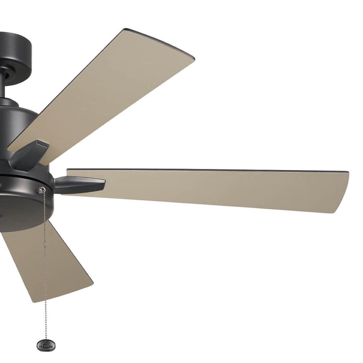 Lucian II 52 Inch Satin Black Indoor Ceiling Fan with Pull Chain - Bees Lighting