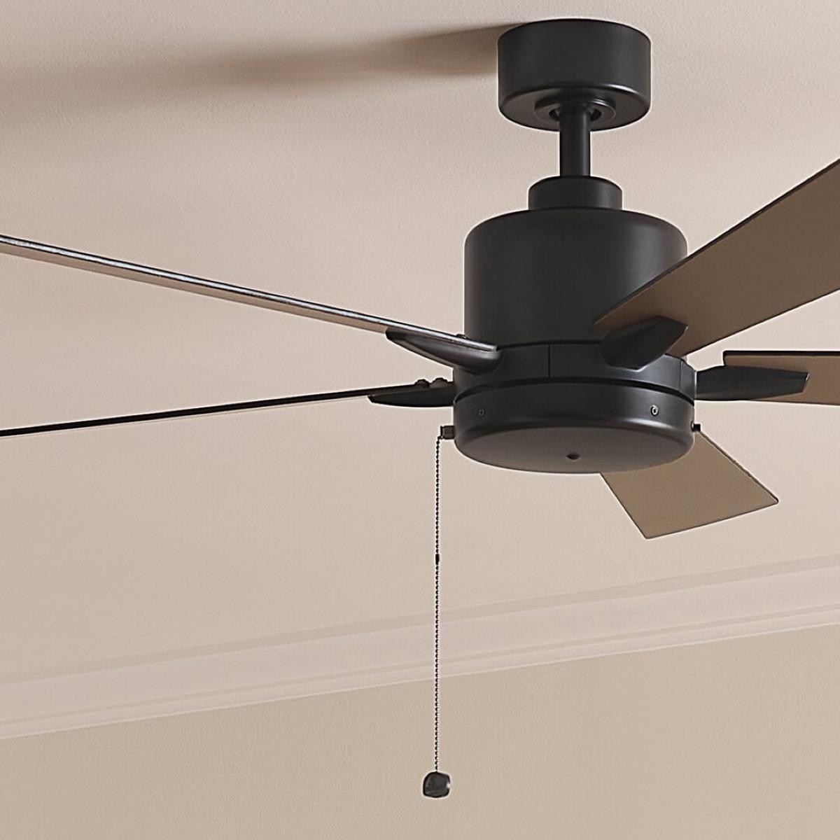 Lucian II 52 Inch Satin Black Indoor Ceiling Fan with Pull Chain - Bees Lighting