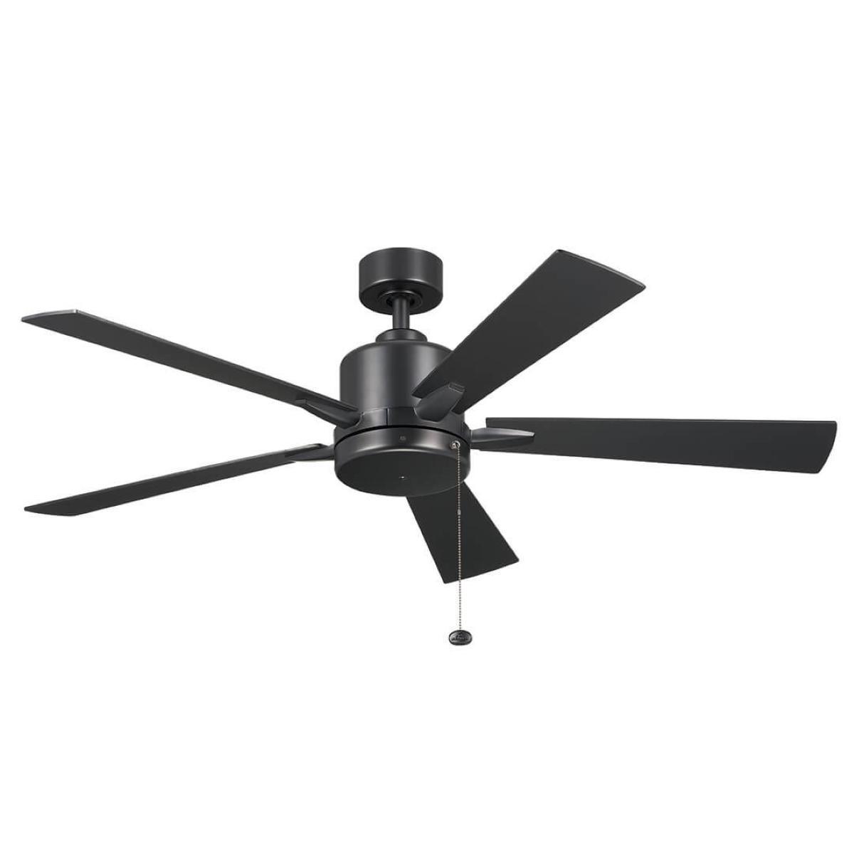 Lucian II 52 Inch Satin Black Indoor Ceiling Fan with Pull Chain - Bees Lighting
