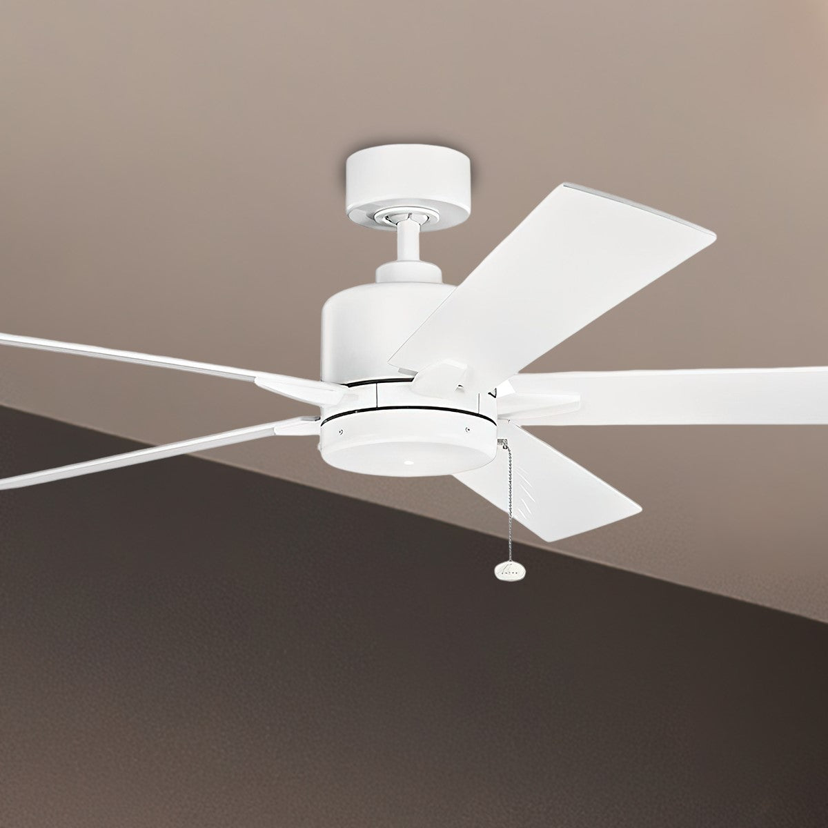 Lucian II 60 Inch Matte White Indoor Ceiling Fan with Pull Chain - Bees Lighting