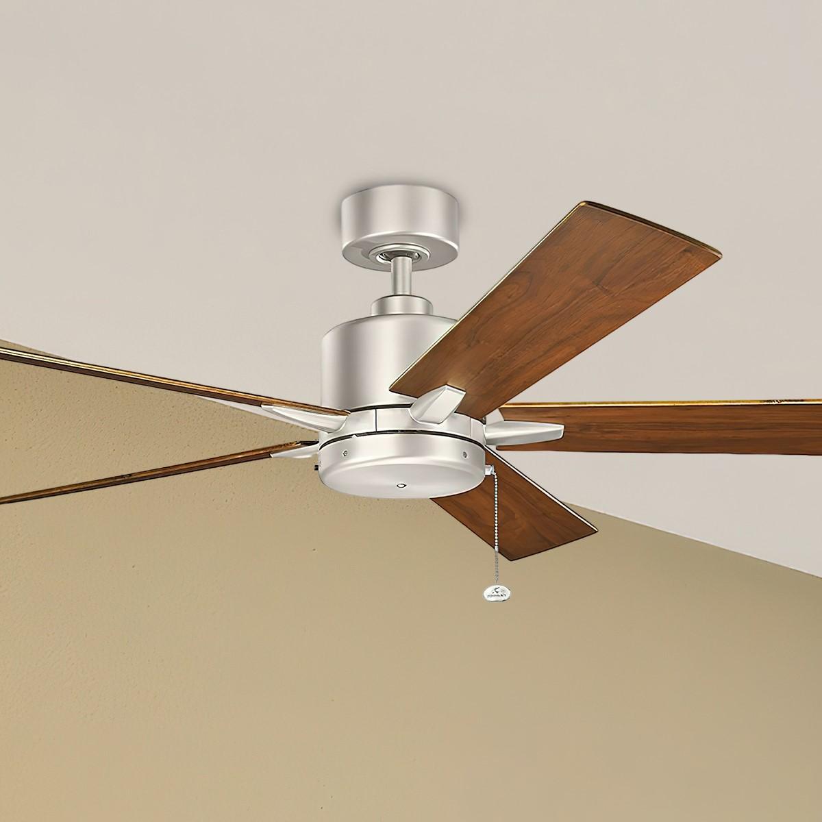 Lucian II 60 Inch Brushed Nickel Indoor Ceiling Fan with Pull Chain - Bees Lighting