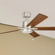 Lucian II 60 Inch Brushed Nickel Indoor Ceiling Fan with Pull Chain - Bees Lighting