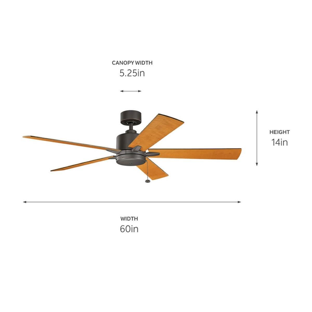 Lucian II 60 Inch Old Bronze Indoor Ceiling Fan with Pull Chain - Bees Lighting