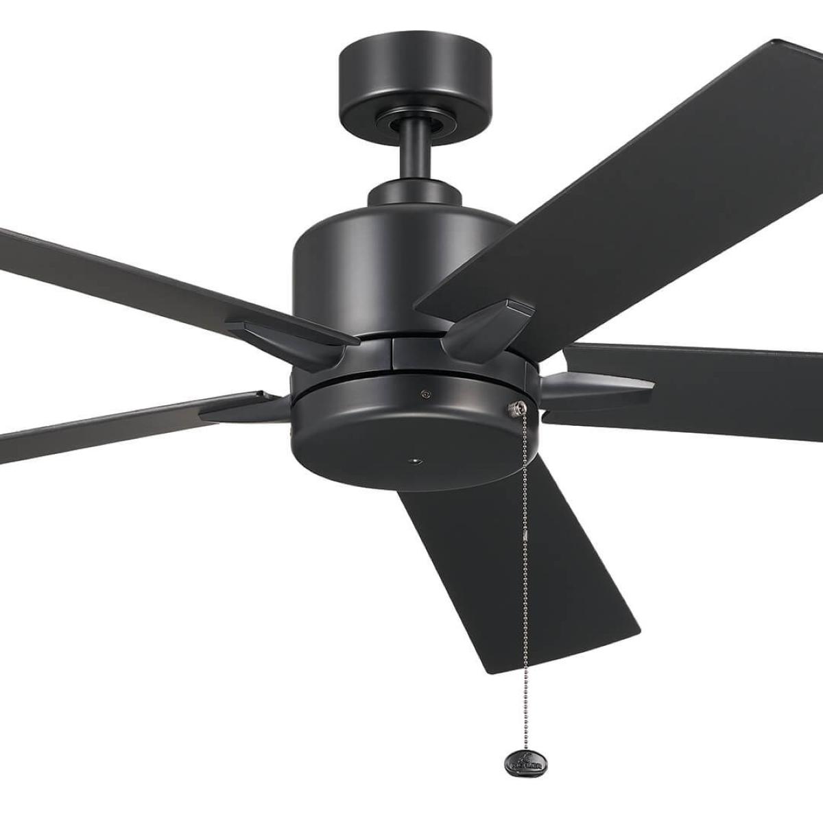 Lucian II 60 Inch Satin Black Indoor Ceiling Fan with Pull Chain - Bees Lighting