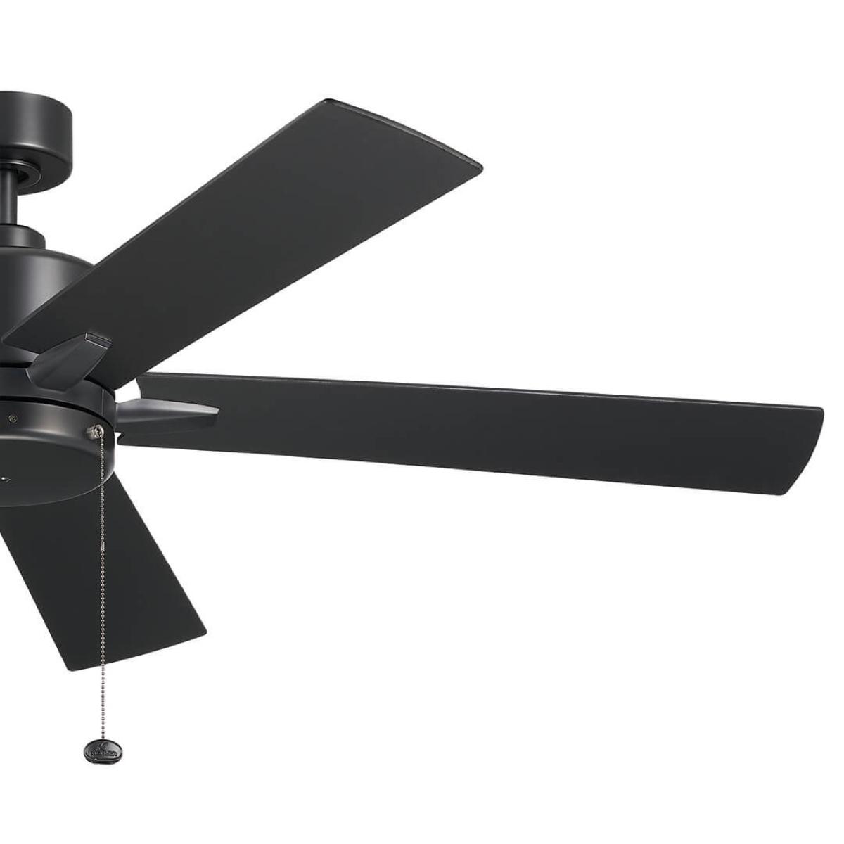 Lucian II 60 Inch Satin Black Indoor Ceiling Fan with Pull Chain - Bees Lighting