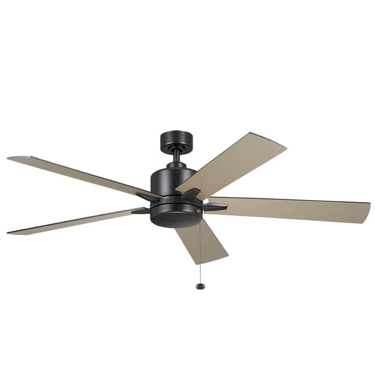 Lucian II 60 Inch Satin Black Indoor Ceiling Fan with Pull Chain - Bees Lighting