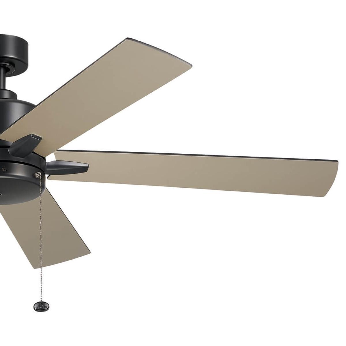 Lucian II 60 Inch Satin Black Indoor Ceiling Fan with Pull Chain - Bees Lighting