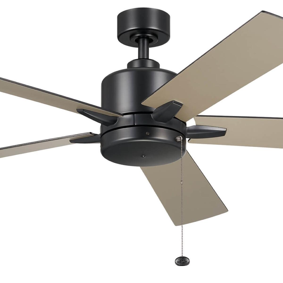 Lucian II 60 Inch Satin Black Indoor Ceiling Fan with Pull Chain - Bees Lighting
