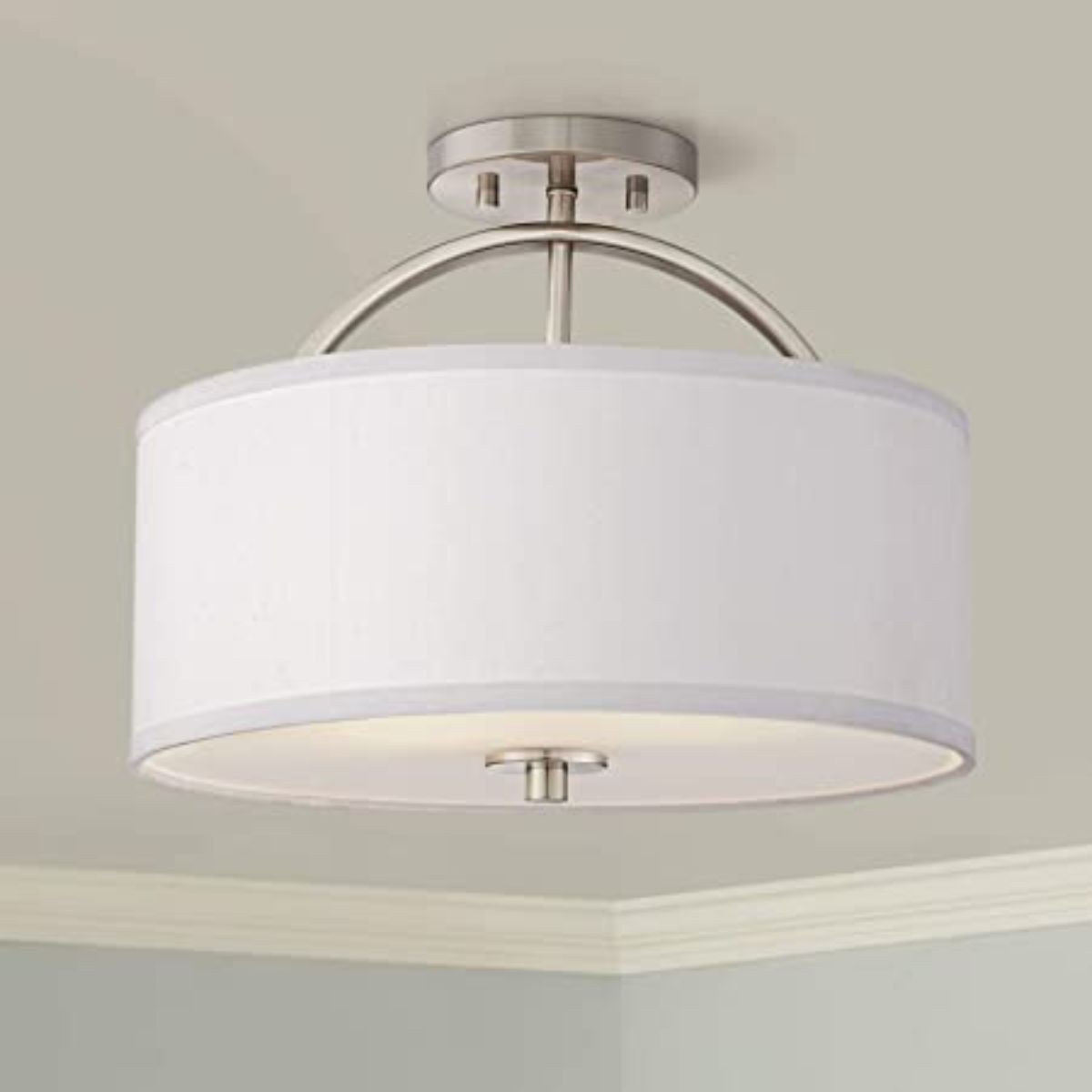 Poleis 17 in. 3 Lights Semi flush Mount Light Brushed Nickel finish - Bees Lighting