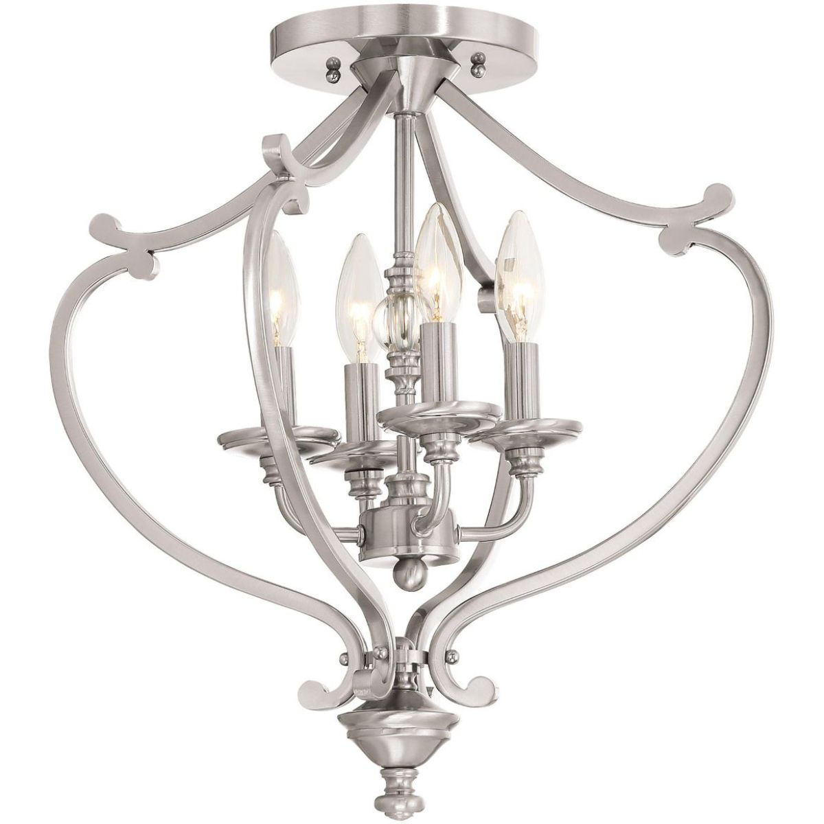 Savannah Row 21 in. 4 Lights Semi flush Mount Light Brushed Nickel finish