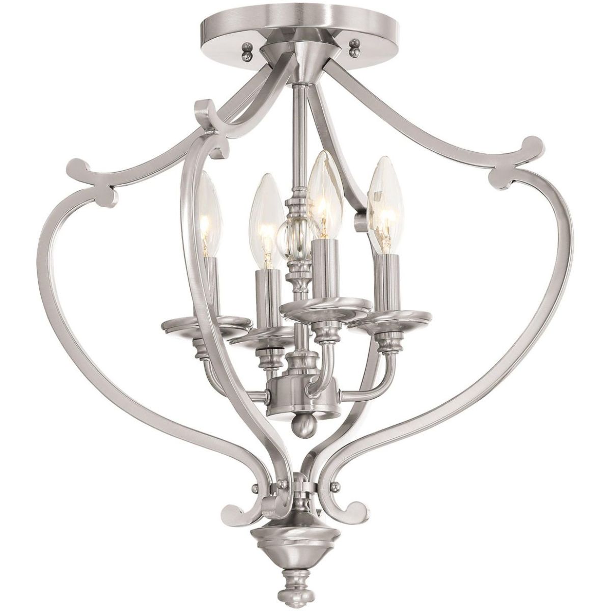 Savannah Row 21 in. 4 Lights Semi flush Mount Light Brushed Nickel finish - Bees Lighting