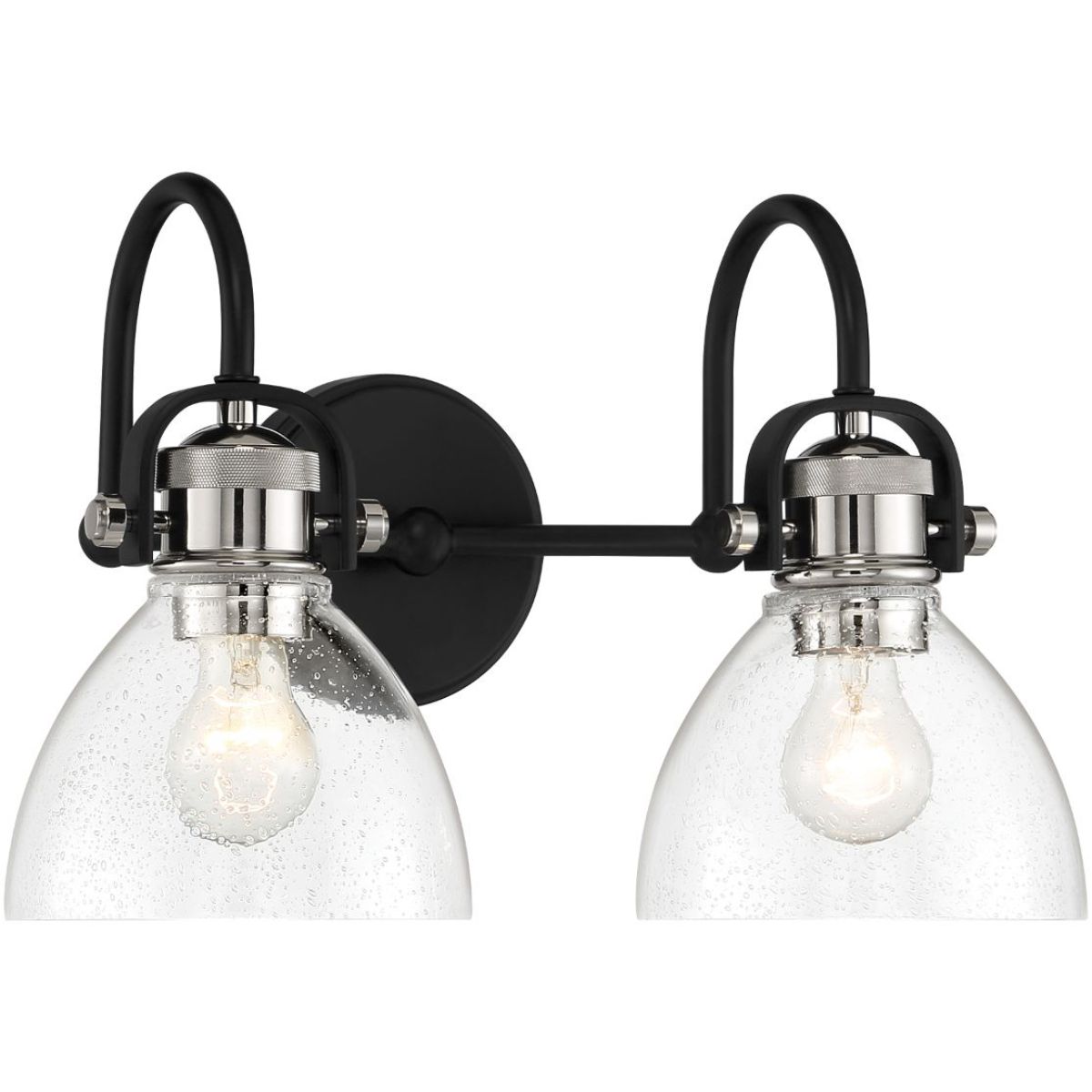 Monico 16 in. 2 Lights Vanity Light Matte Black & Polished Nickel finish - Bees Lighting