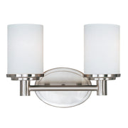 Cylinder 13" 2-Light Bath Vanity, Satin Nickel Finish - Bees Lighting