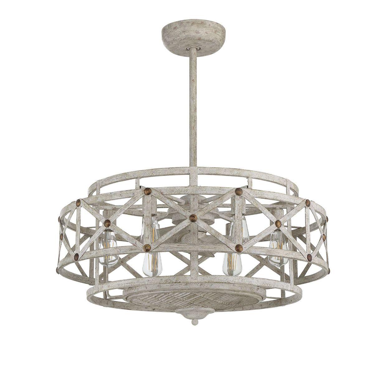 Colonade 30 Inch Chandelier Ceiling Fan With Light And Remote, Provence with Gold Accents Finish