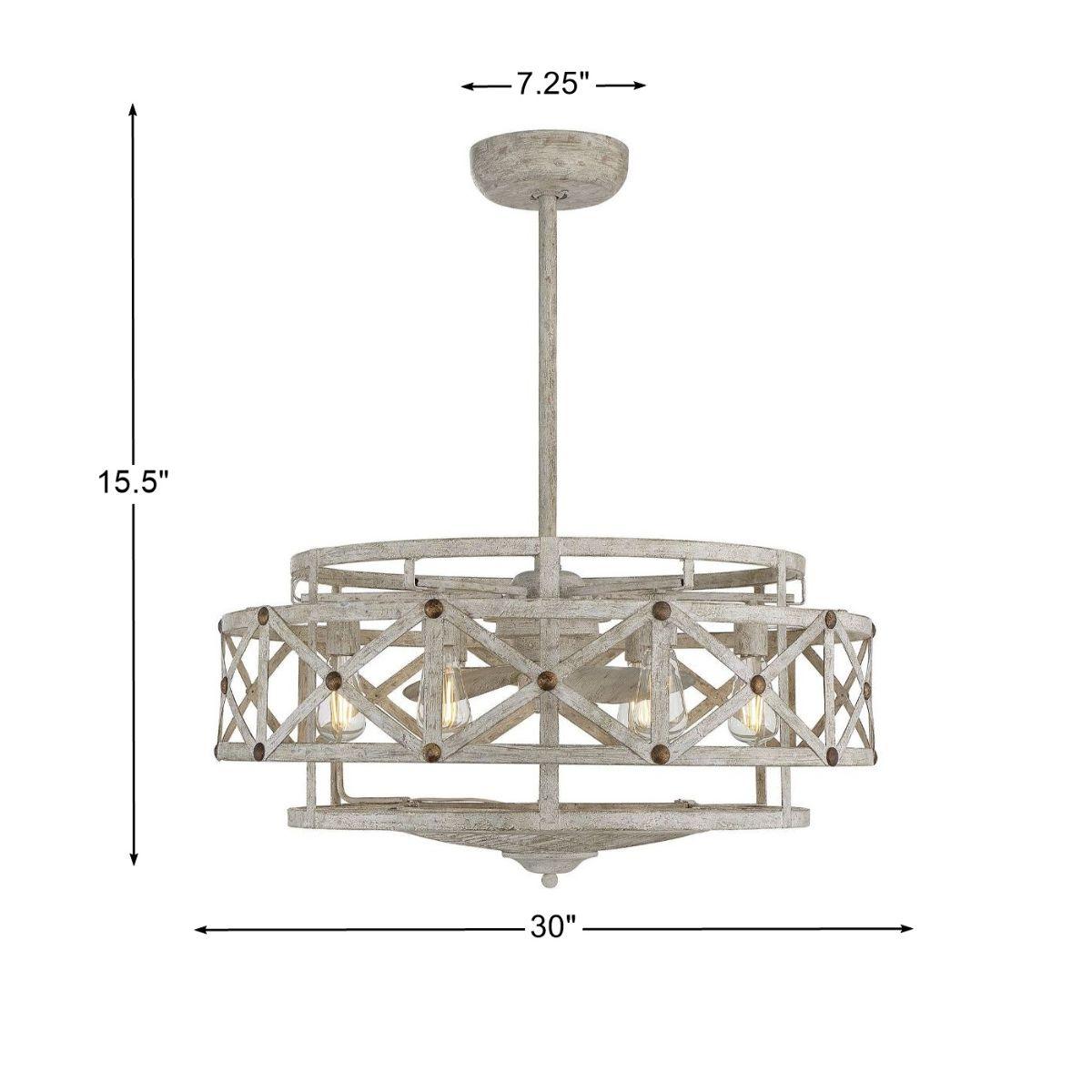 Colonade 30 Inch Chandelier Ceiling Fan With Light And Remote, Provence with Gold Accents Finish