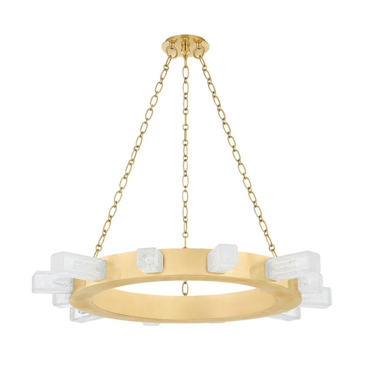 Citrine LED Chandelier vintage brass Finish - Bees Lighting