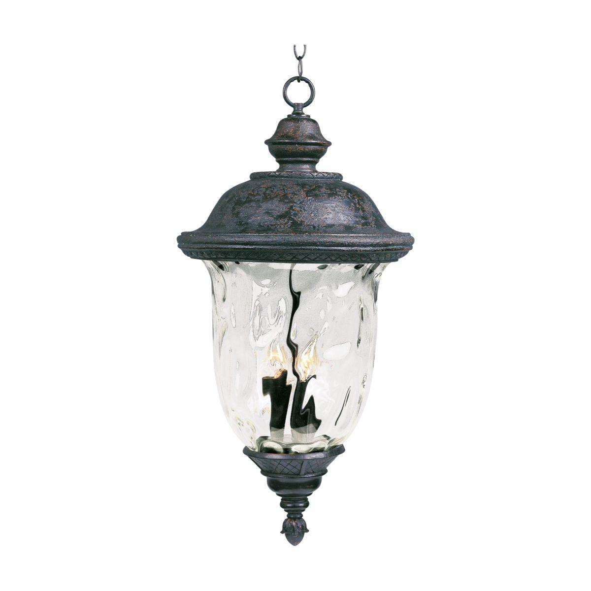 Carriage House DC 28 in. 3 Lights Outdoor Hanging Lantern Bronze Finish