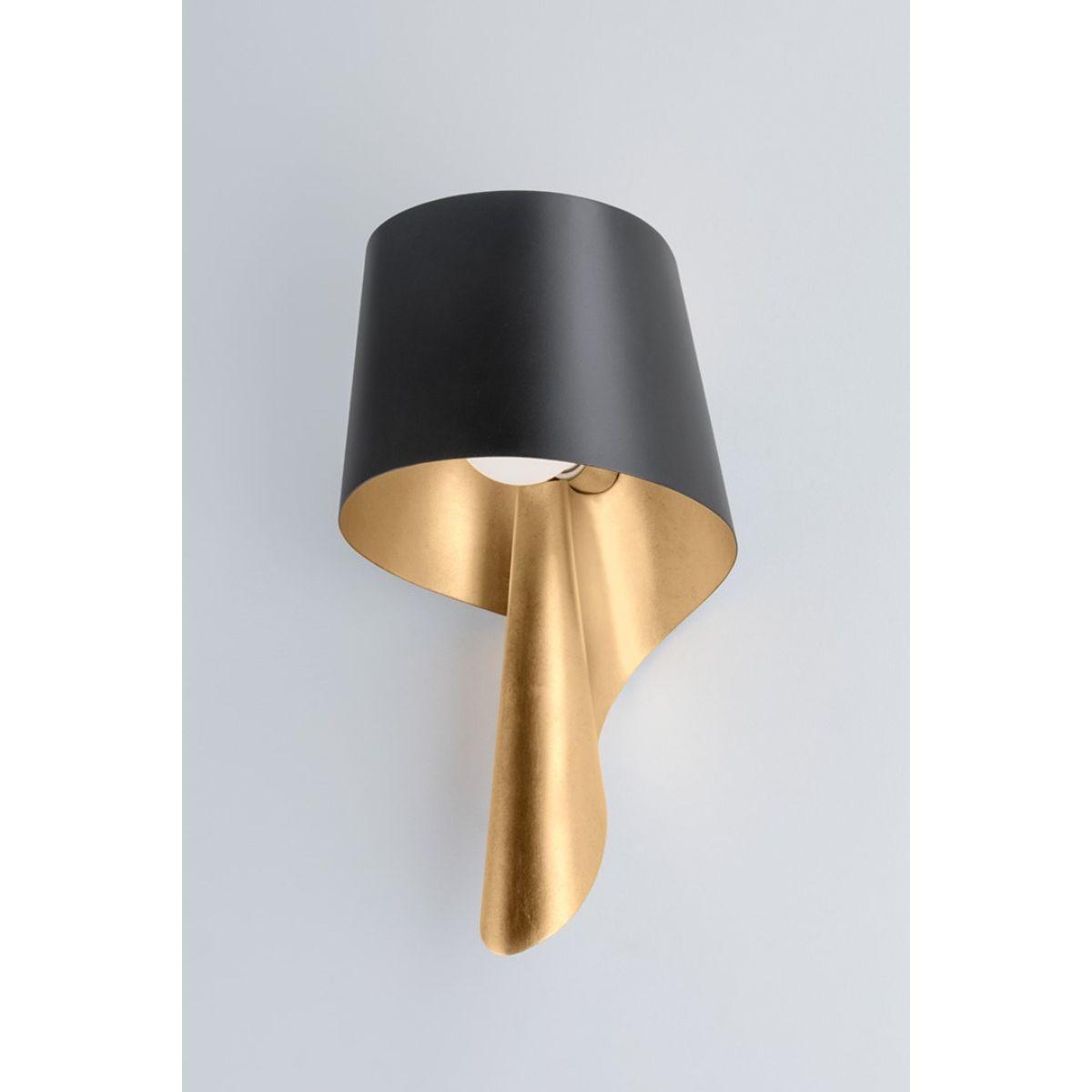 Lucia 17 in. Wall Sconce vintage gold leaf and soft black Finish - Bees Lighting